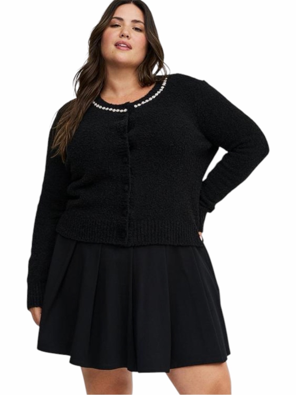 NWT Torrid Boucle Embellished Crew Neck Cardigan - Size: 10 (M/L)